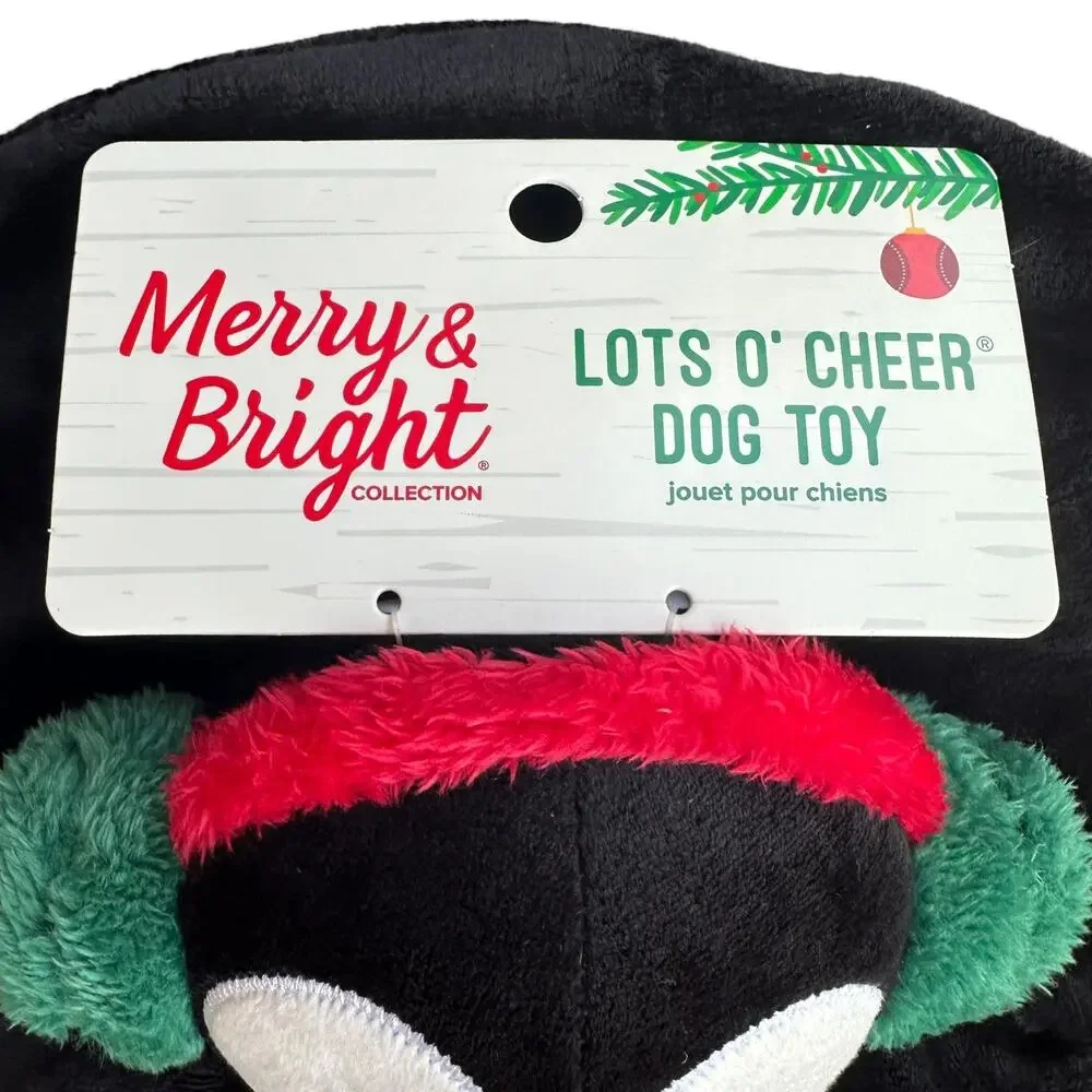 Merry & Bright Penguin Squeaker Crinkle Blanket Plush Dog Toy Black Shake Play‎